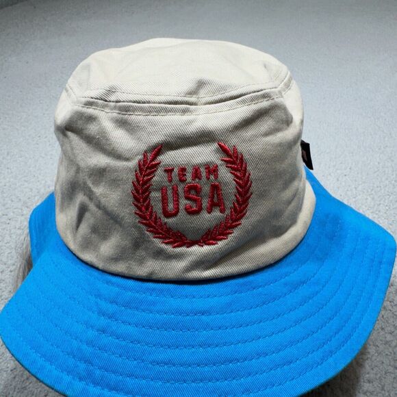 Team USA Bucket Hat Mens One Size Beige Blue Olympic Games Olympiad US Apparel - Picture 3 of 10